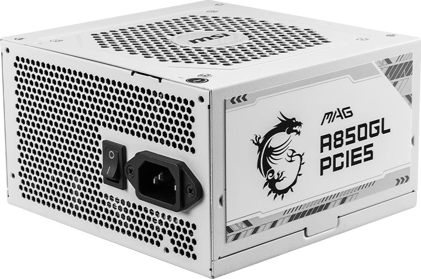An image of a white-themed MSI A-series desktop power supply.