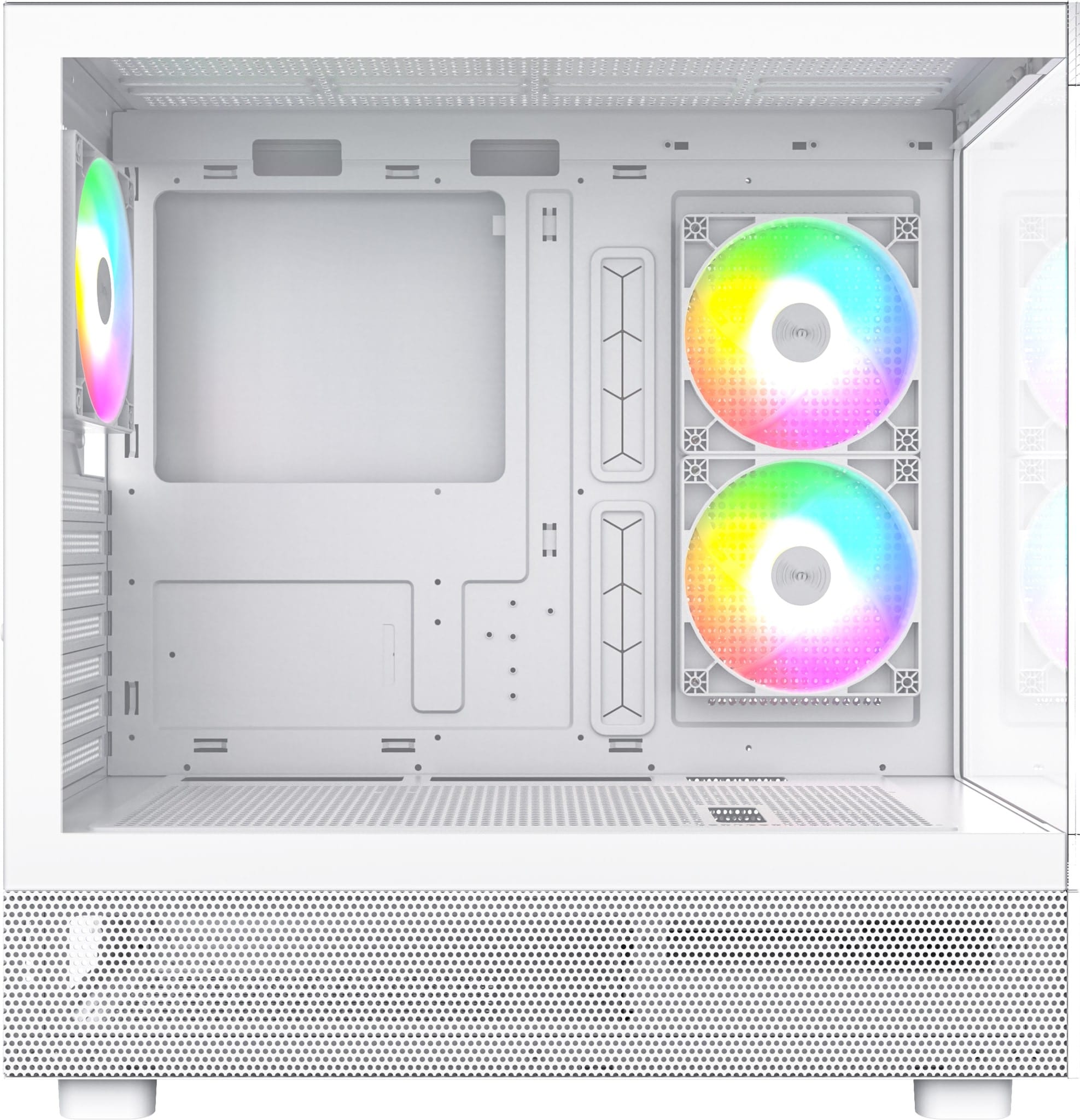 An image of the Montech XR ARGB chassis, this time in a white colour.