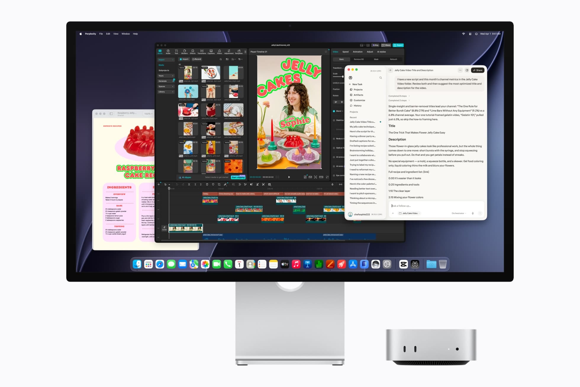 A Mac mini with M6 being used for an AI-assisted creative workflow. Image: Apple.