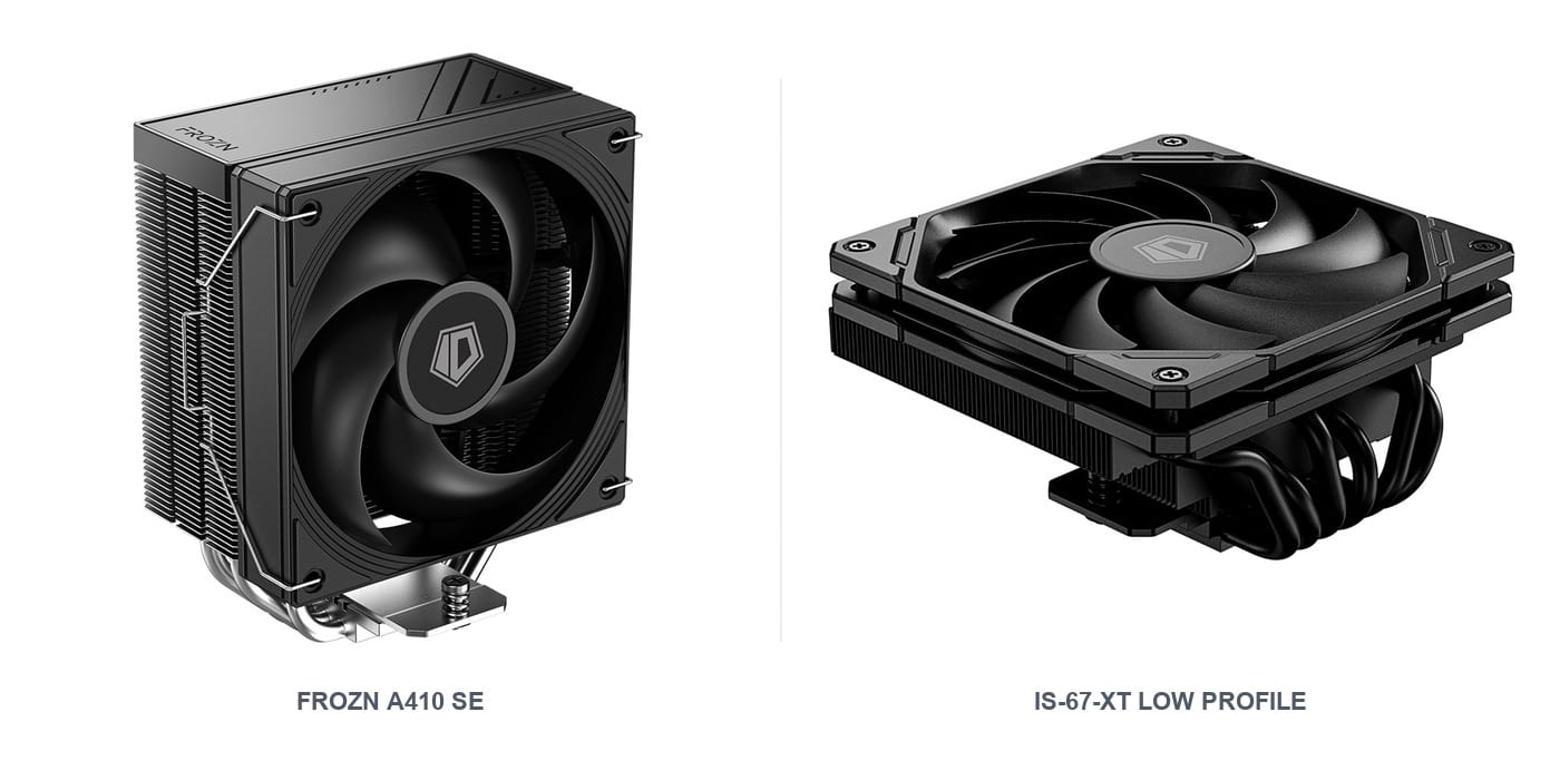 ID-Cooling FROZN A410 SE single-tower cooler and IS-67-XT low-profile cooler