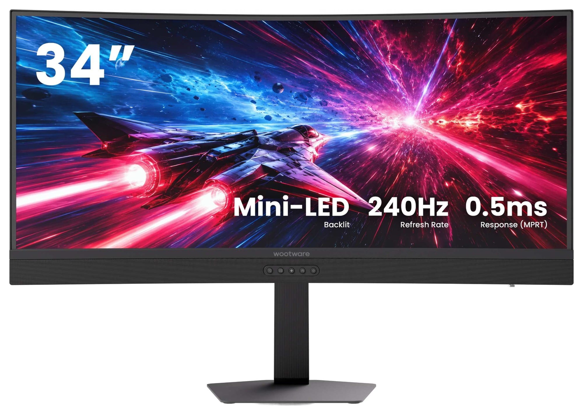 WootVision Pro 34QC M240 34-inch Mini-LED curved ultrawide monitor, front view